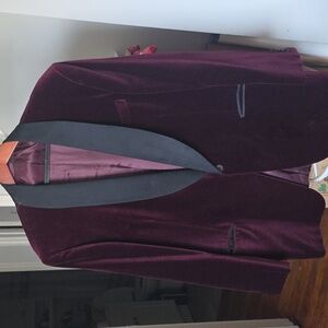 Neiman Marcus Velvet Blazer Smoking Jacket in Rich Burgundy and Black